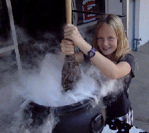 vigorous bubbling water with dry ice